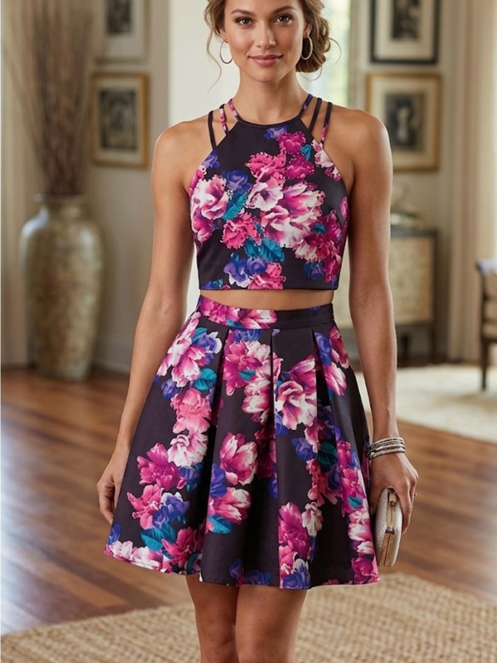 2 Piece Skirt and Crop Top Set